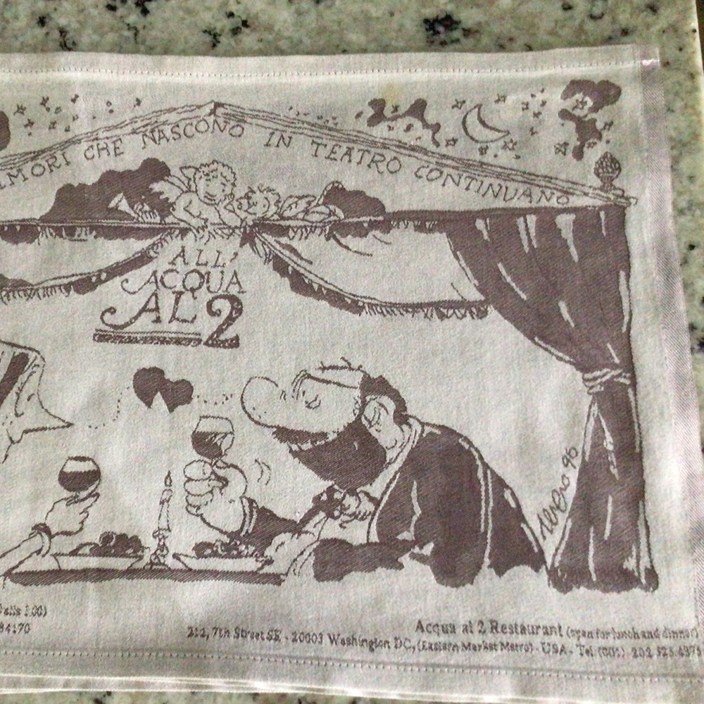 4 cloth placemats from Ristorante Acqua Al 2 in Florence